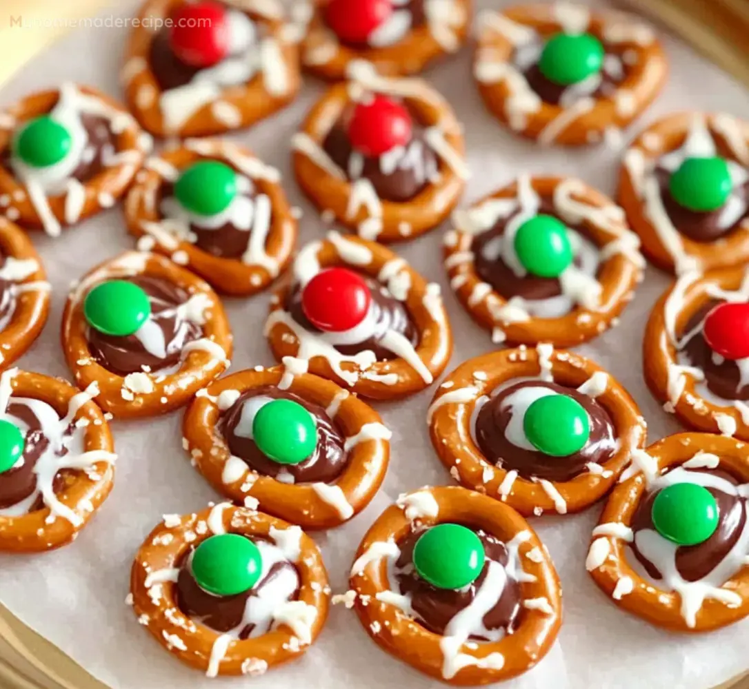 Chocolate Pretzel Bites with M&Ms