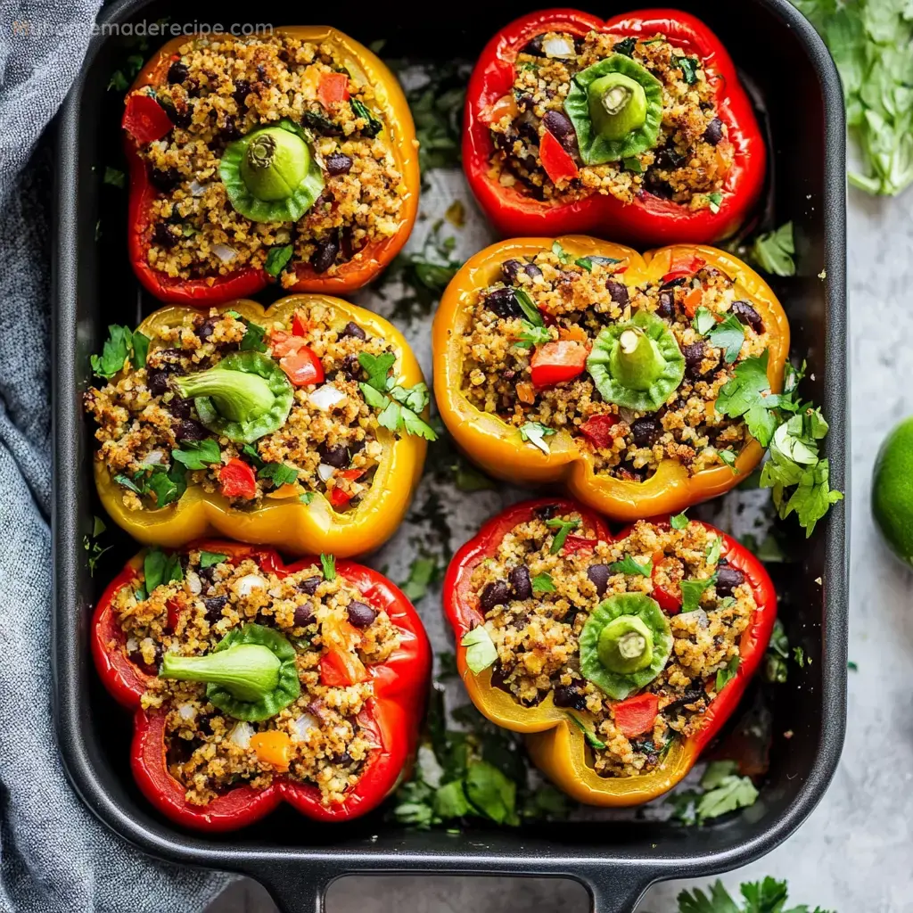 Quinoa Lentil Stuffed Peppers