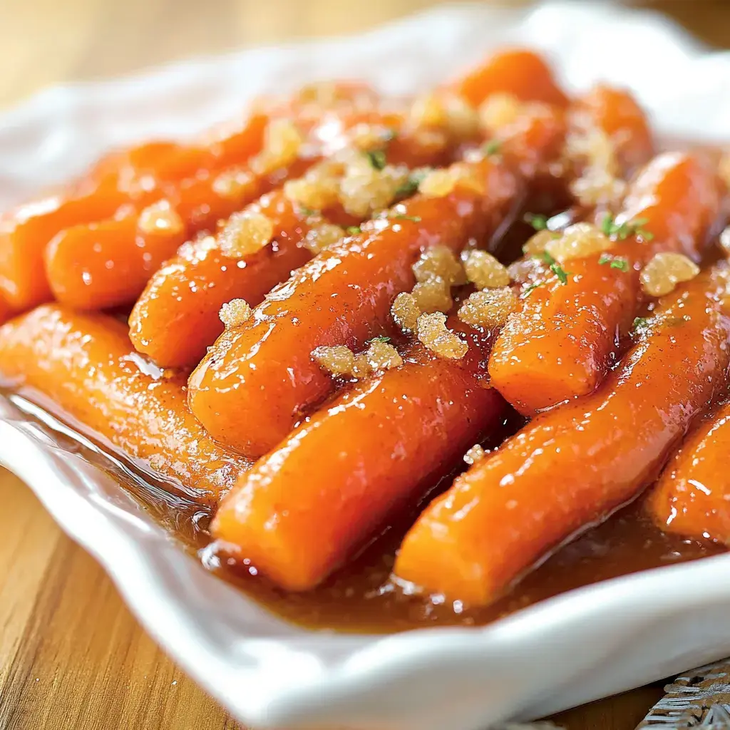 Glazed carrots sprinkled with brown sugar in a white bowl.