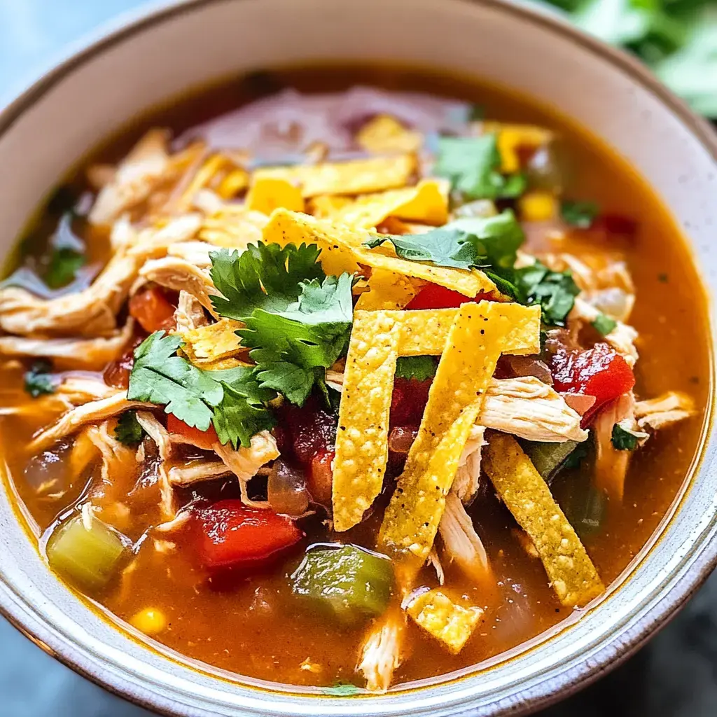 Hearty bowl packed with chicken, crispy strips, cilantro, and diced tomato piled on top.