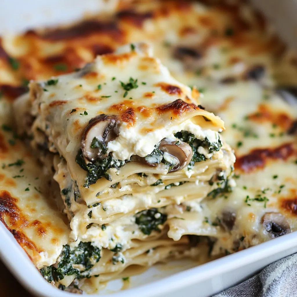 Mushroom Spinach White Sauce Lasagna