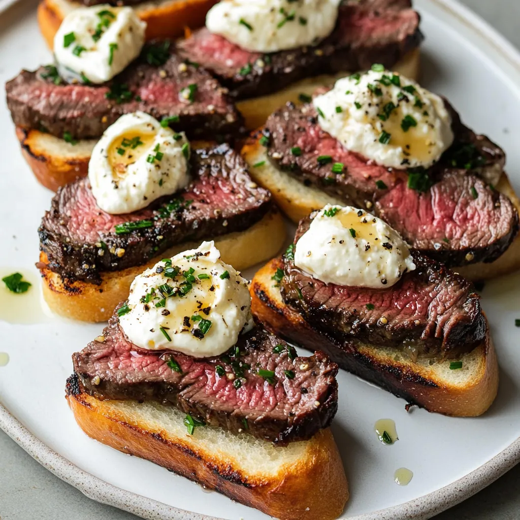 Steak Burrata Toasts Ready to Eat