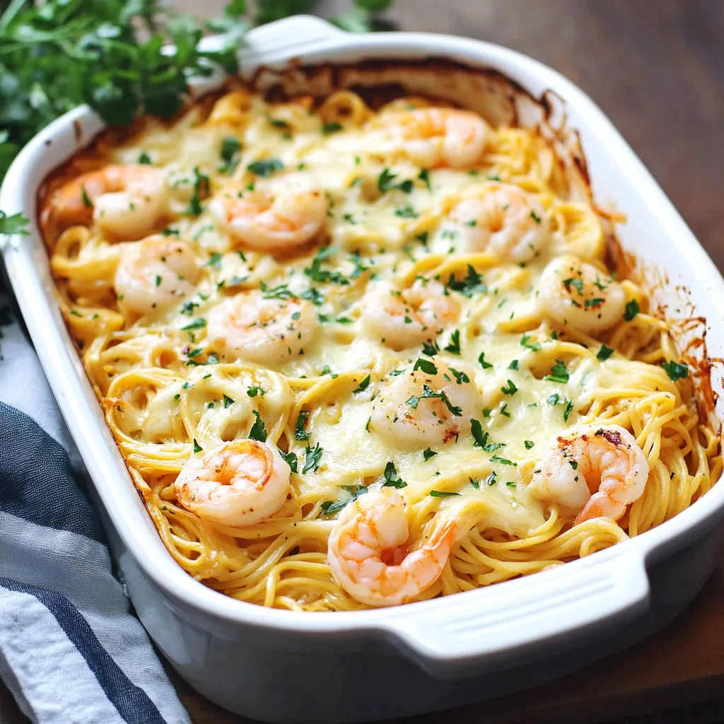 Shrimp Scampi Linguine (One-Dish Bake)