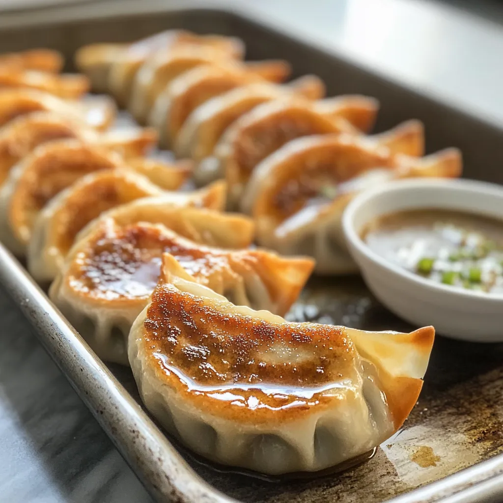 Crispy Spicy Chicken Potstickers with Ginger Dipping Sauce