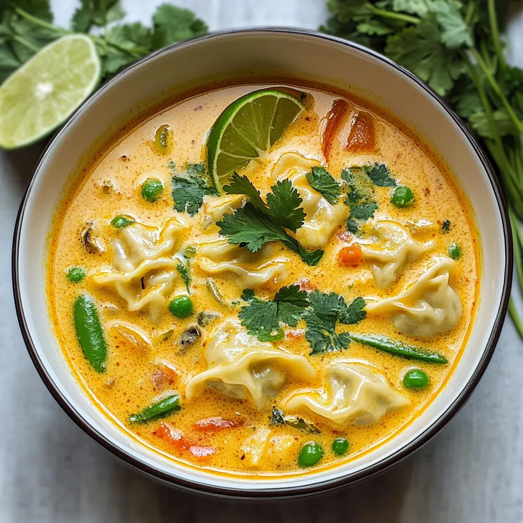 Rich Thai Red Curry Soup with Dumplings