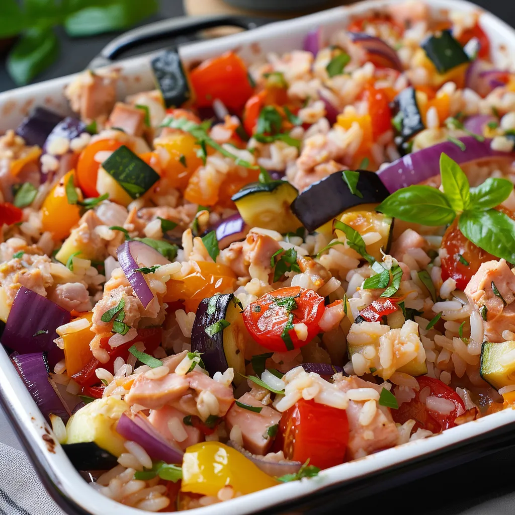 Baked rice with vegetables & tuna