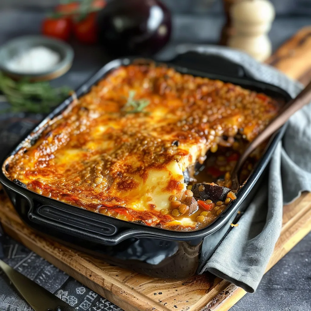 Red lentil moussaka