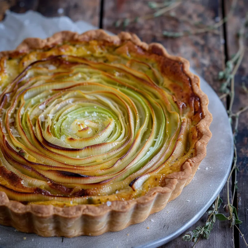 Leek quiche with no-butter olive oil crust