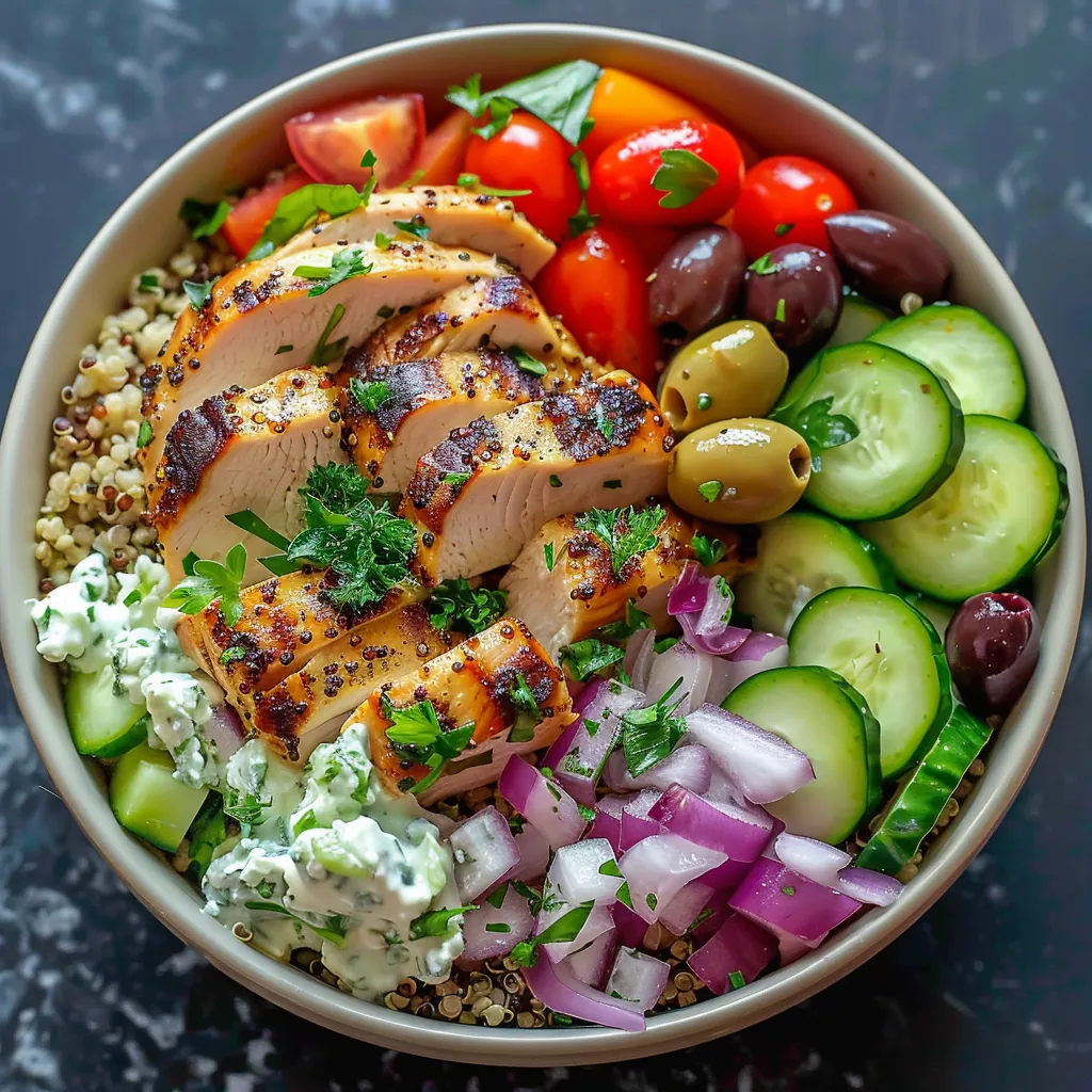 Mediterranean quinoa bowl with chicken