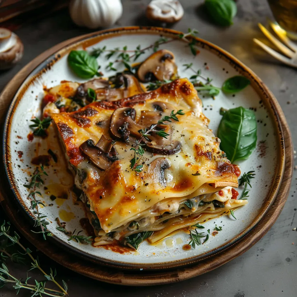 Homemade gourmet vegetarian lasagna