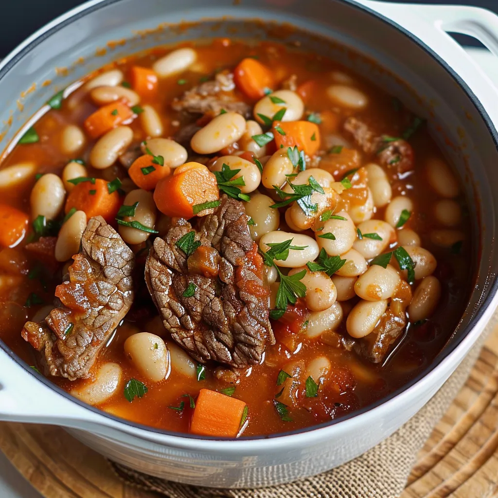 Traditional White Bean and Beef Stew with Spices