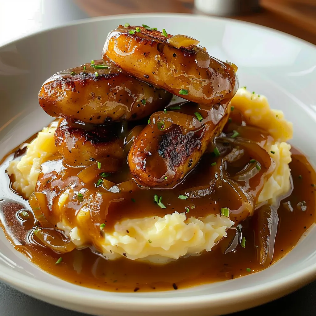 Sausages with Mash and Onion Gravy