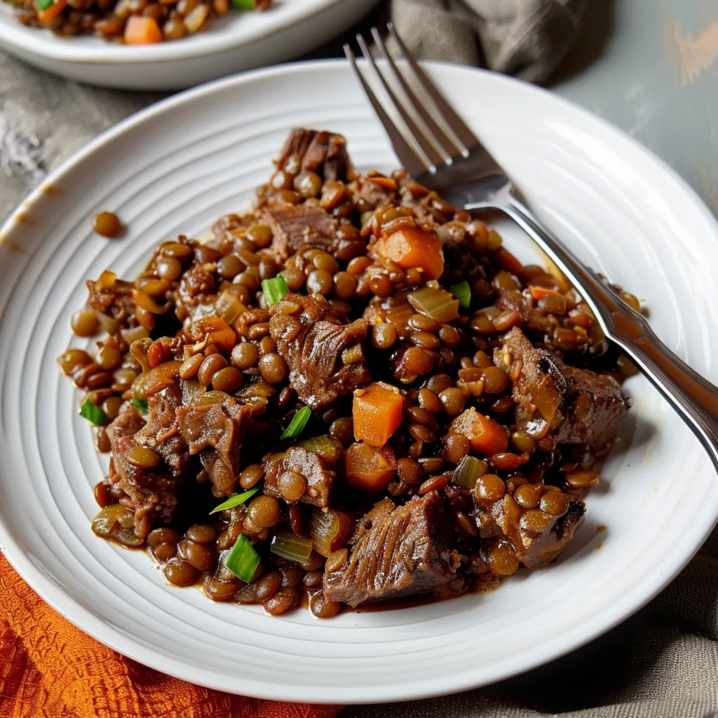 Beef and lentils with spices