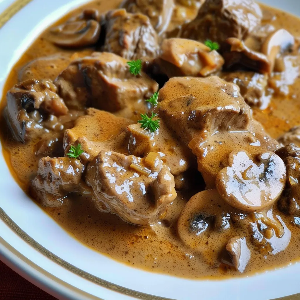 Creamy beef stroganoff made in Cookeo