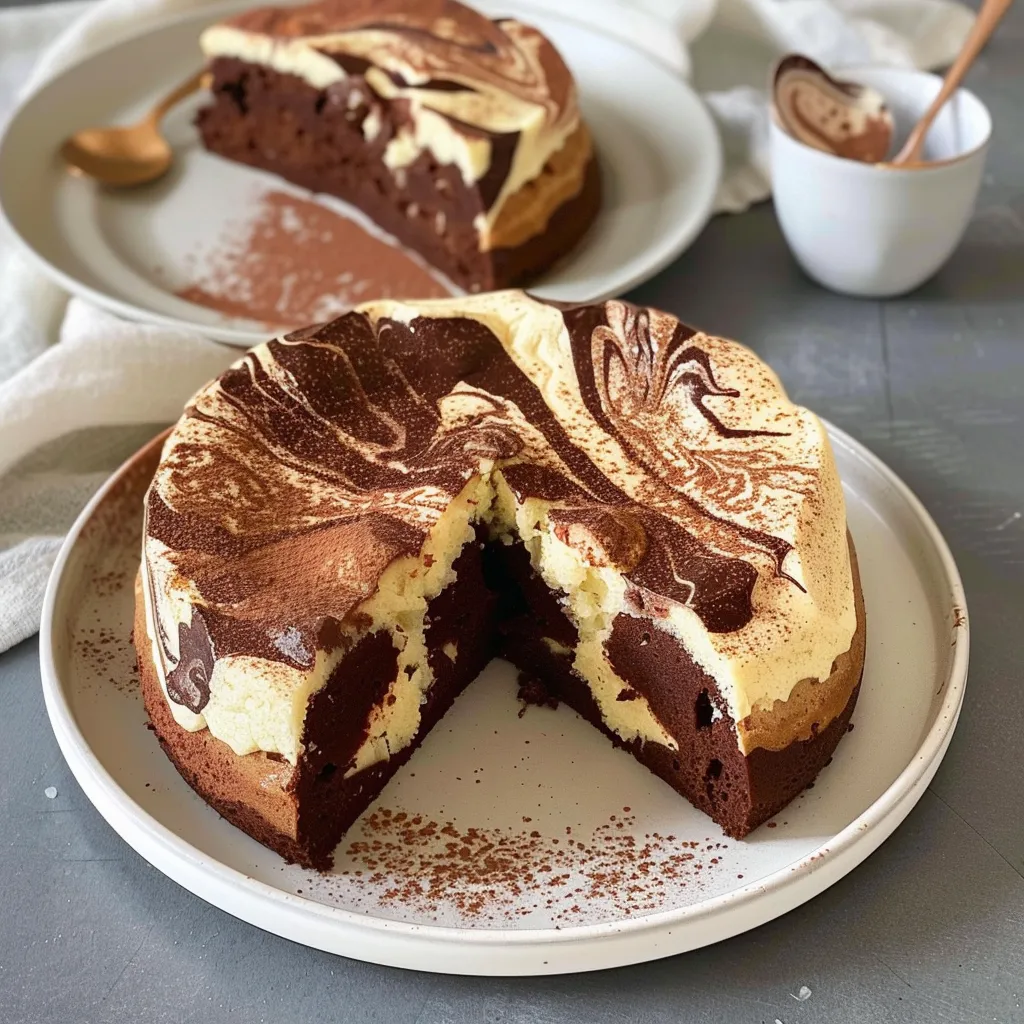 Light and moist marbled cake