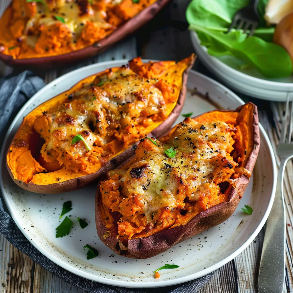 Chicken stuffed sweet potato