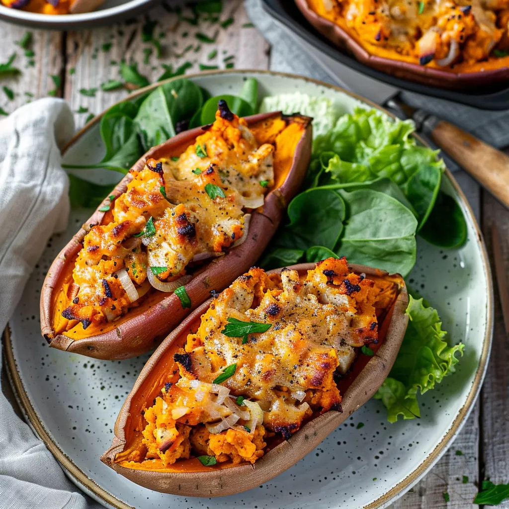 Stuffed sweet potato with chicken | Healthy and delicious recipe