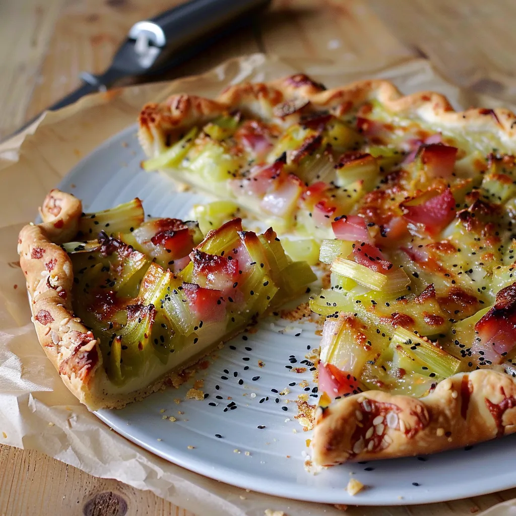 Rustic leek tart with cheddar