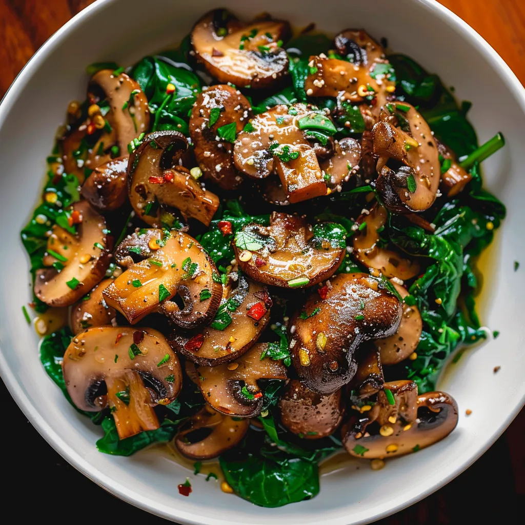 Sautéed mushrooms with spinach - Quick and healthy recipe