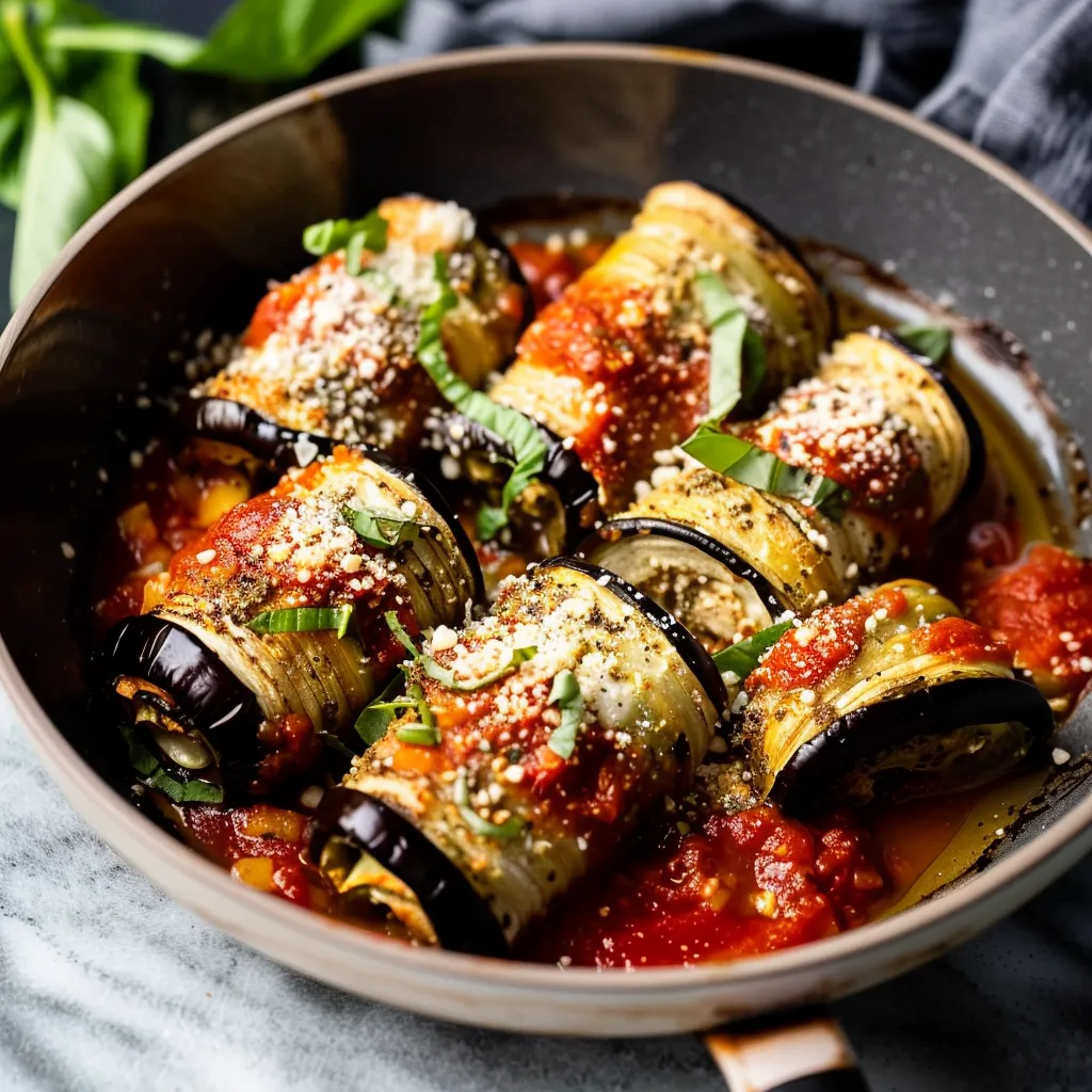 Italian stuffed eggplant rolls