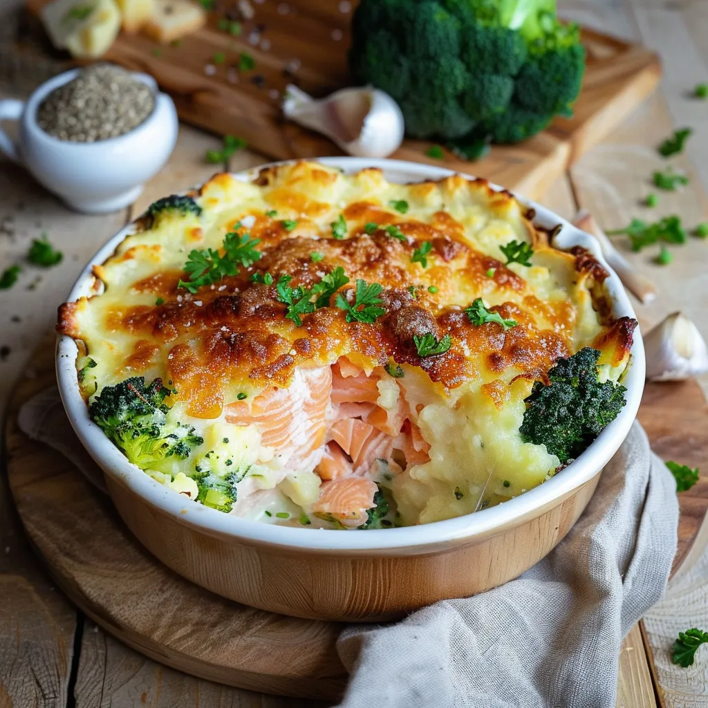 Salmon and Broccoli Shepherd's Pie: A comforting family dish