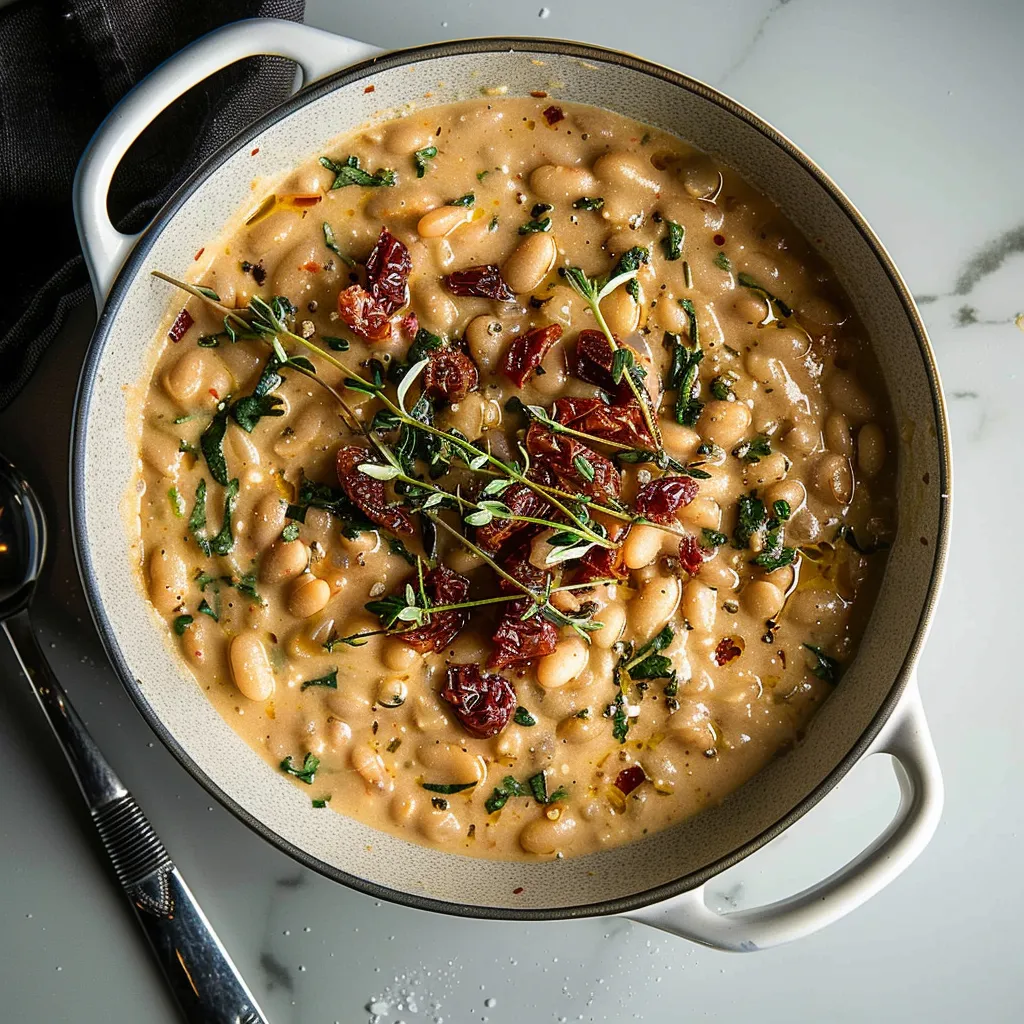 Creamy White Beans with Sun-Dried Tomatoes - Vegan Version