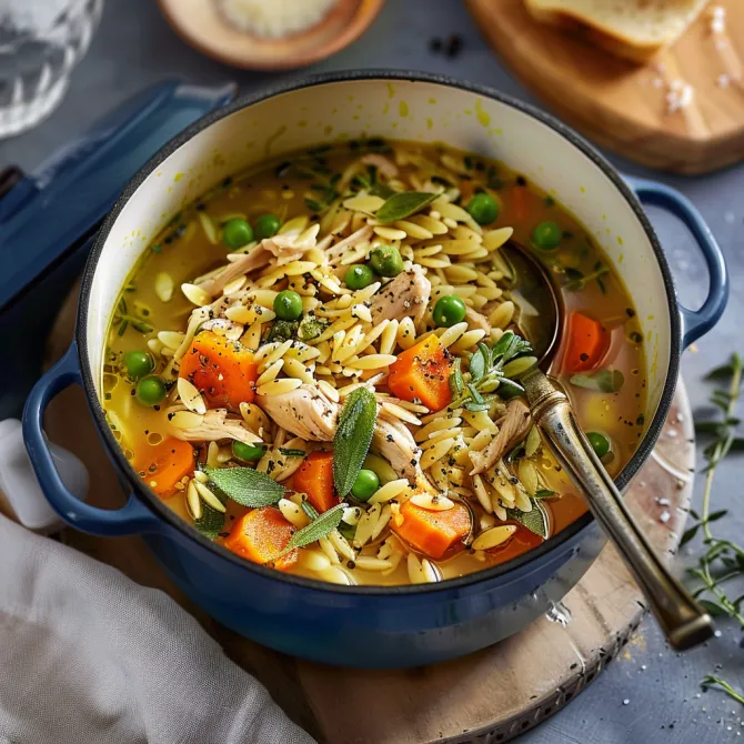 Classic chicken orzo soup