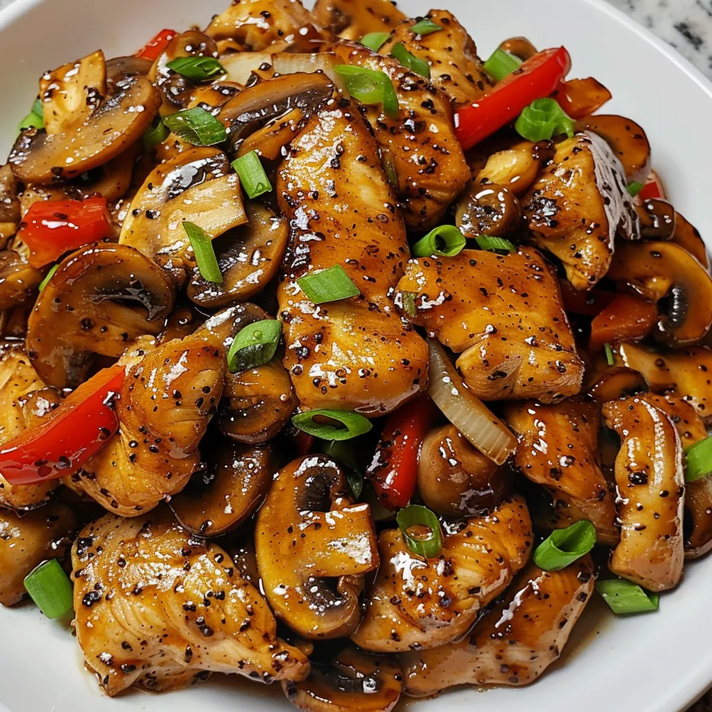 Black Pepper Chicken with Mushrooms - Asian Recipe