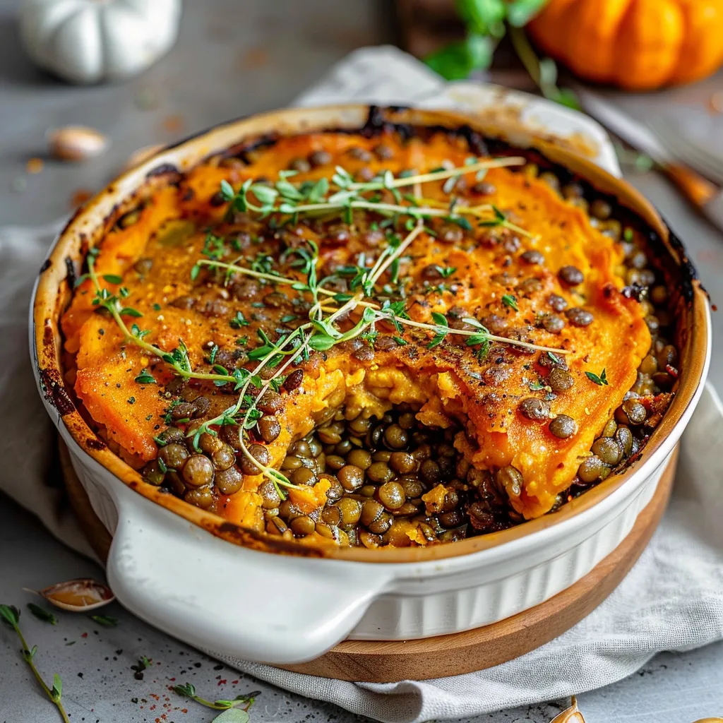 Creamy Vegan Pumpkin and Lentil Bake