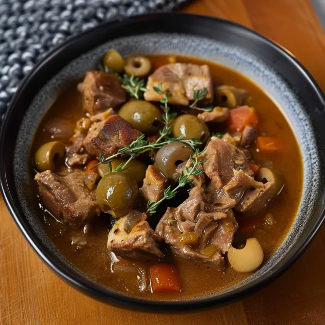 Veal stew with olives recipe