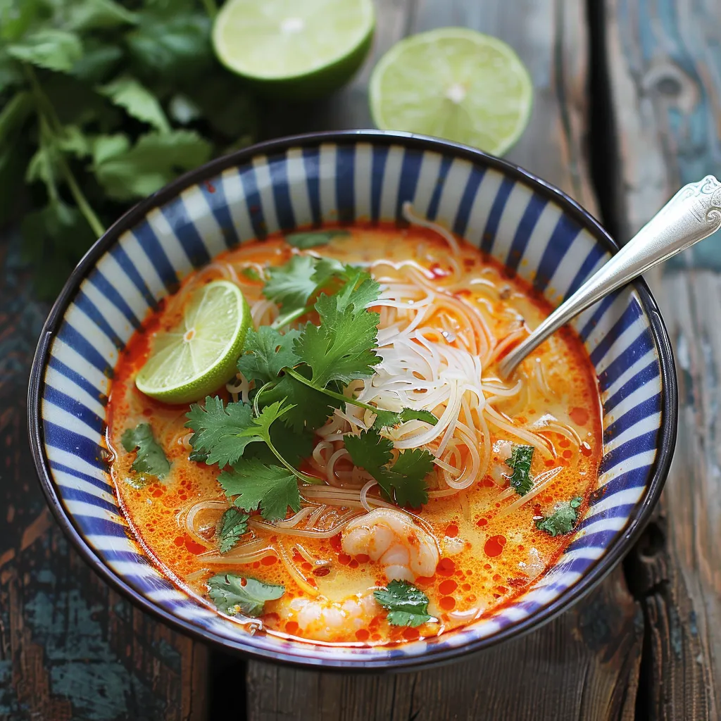 Thai soup with coconut milk, ginger, and lemongrass (15 min)