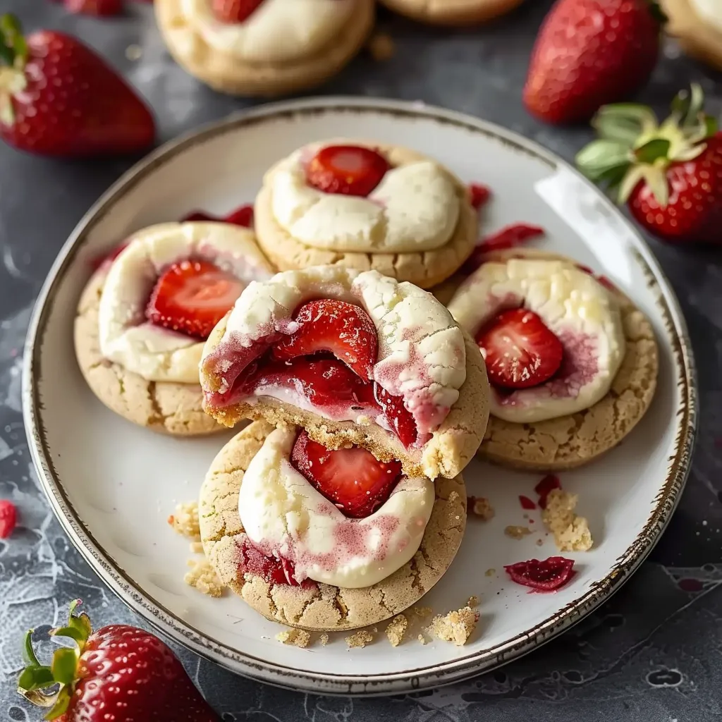 Stuffed Strawberry Cheesecake Cookies - Gourmet Dessert