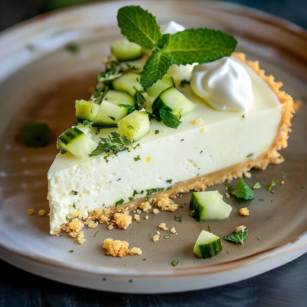 Savory Cheesecake with Goat Cheese, Mint, Lemon and Cucumber