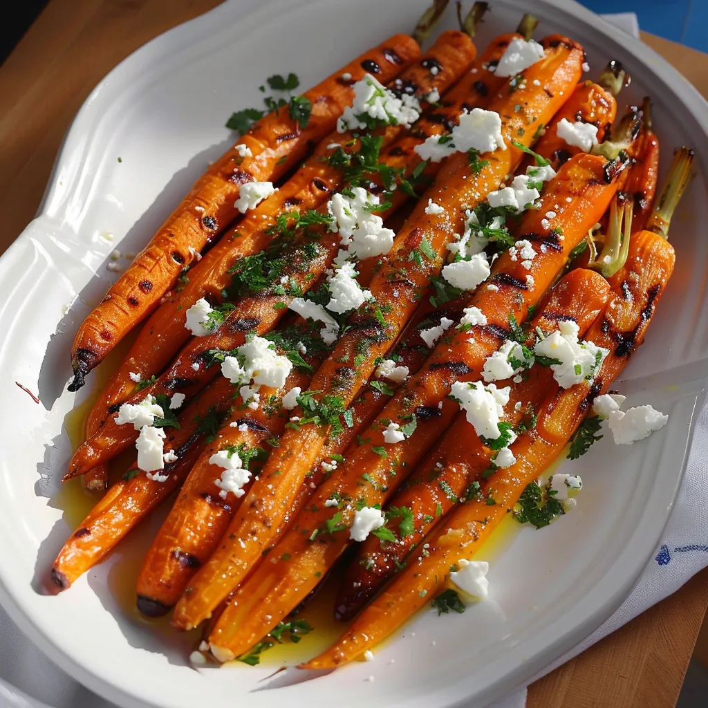 Spiced roasted carrots with feta topping