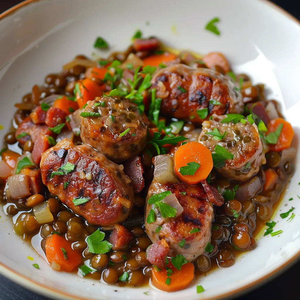 Classic lentils and sausage