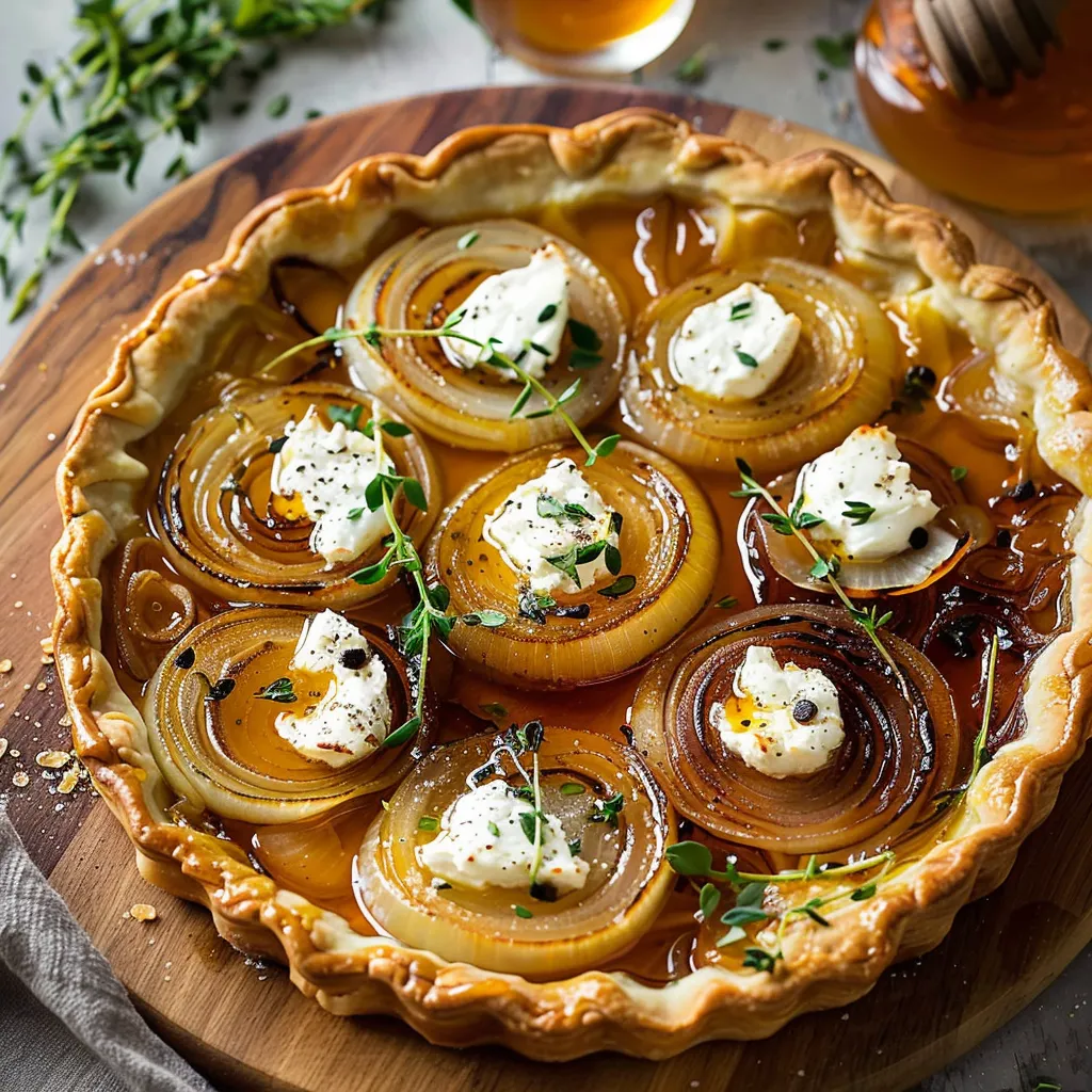 Hearty Onion, Goat Cheese, and Honey Pie