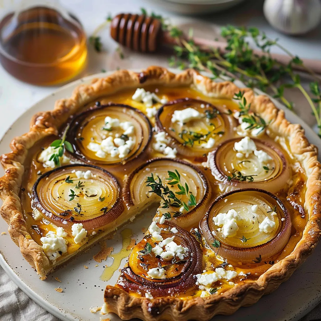 Onion, Goat Cheese and Honey Tart - Easy Recipe