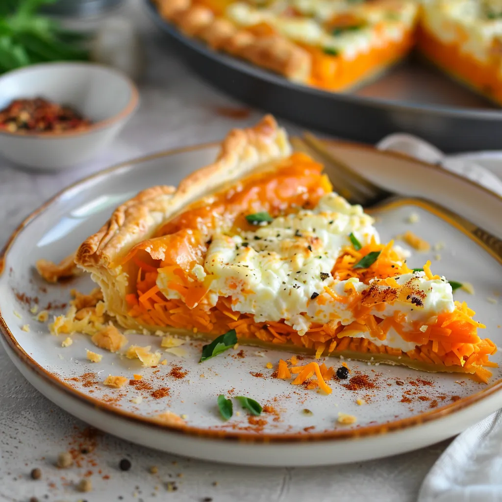 Flaky carrot tart with goat cheese