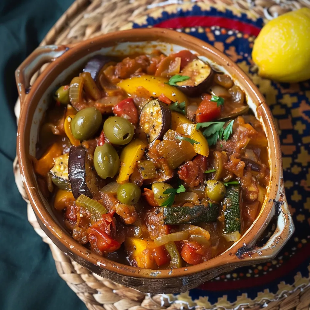 Easy summer veggie tajine with vibrant colors