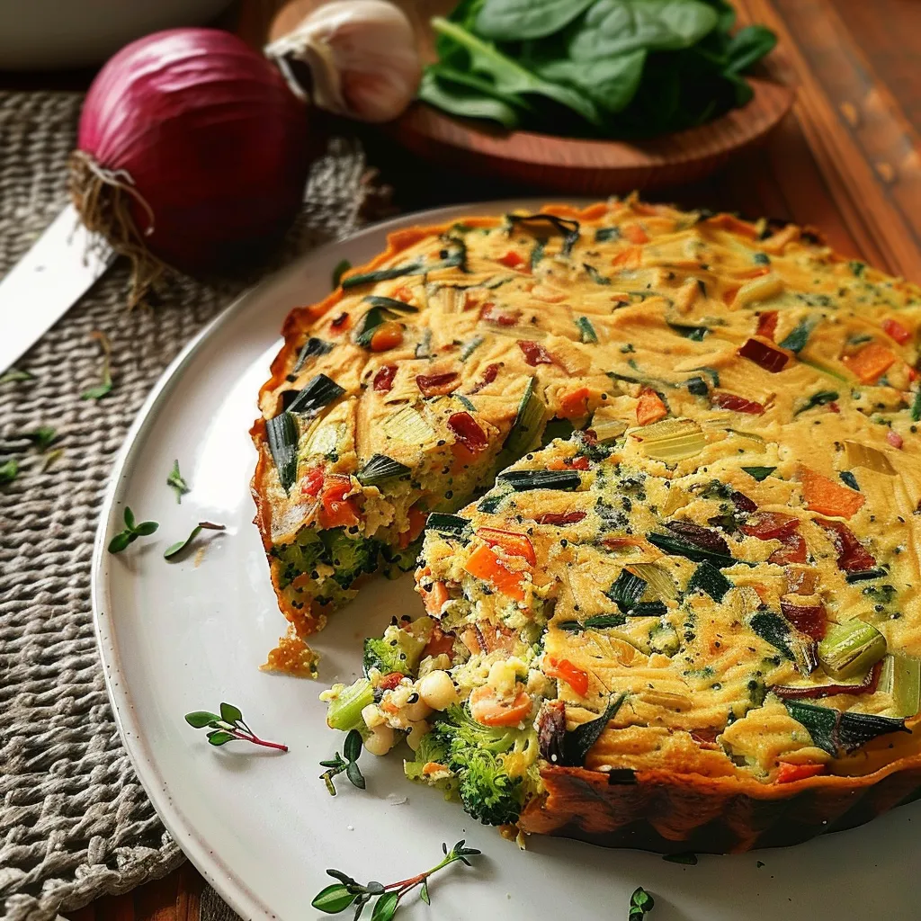 Chickpea flour quiche with fresh veggies recipe