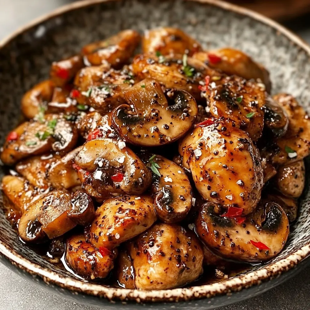 Rich Black Pepper Chicken and Mushrooms