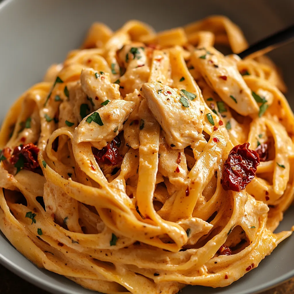 Chicken Pasta with Sun-dried Tomatoes and Cream Sauce
