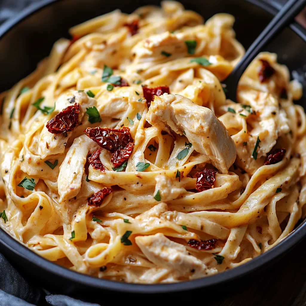 Creamy Chicken Pasta with Sun Dried Tomatoes
