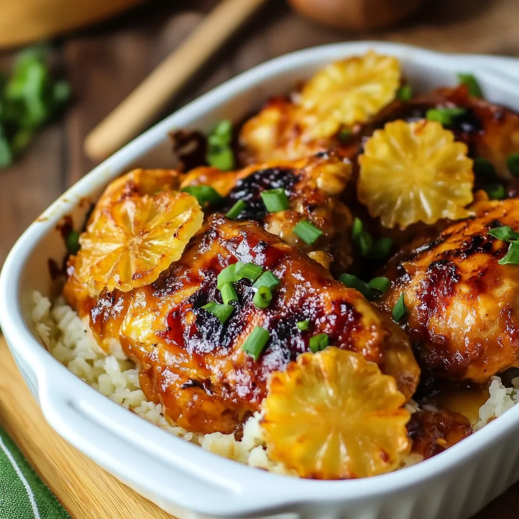 A white bowl filled with chicken and pineapple.