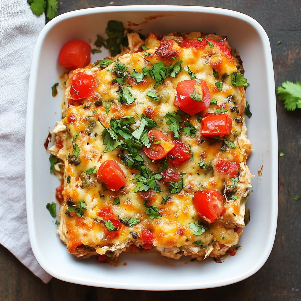 A white plate with a casserole dish on it.
