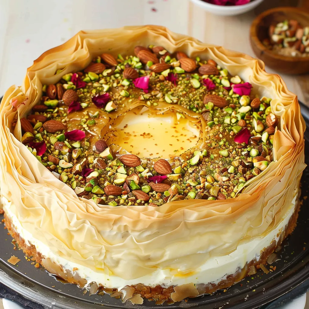 Cheesecake with crunchy pistachios and walnuts