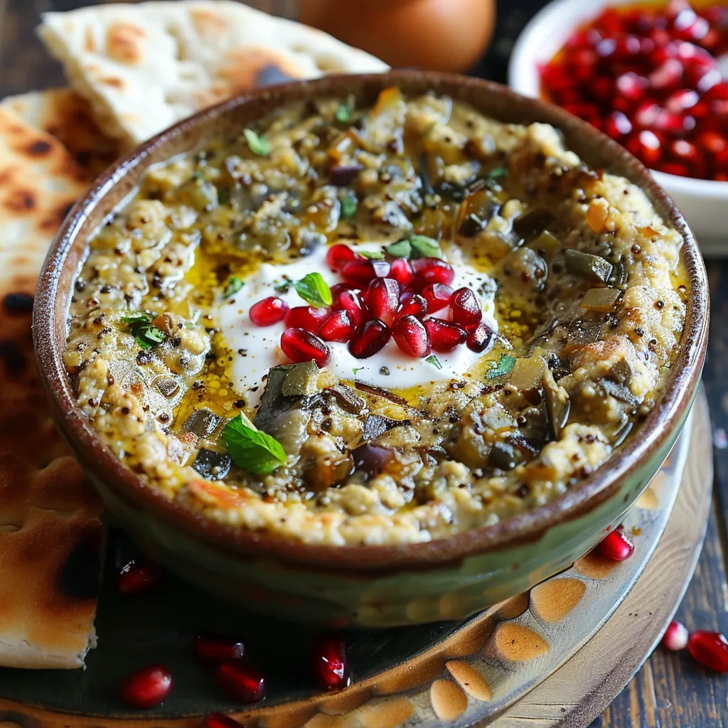 Authentic Iranian eggplant caviar in prep