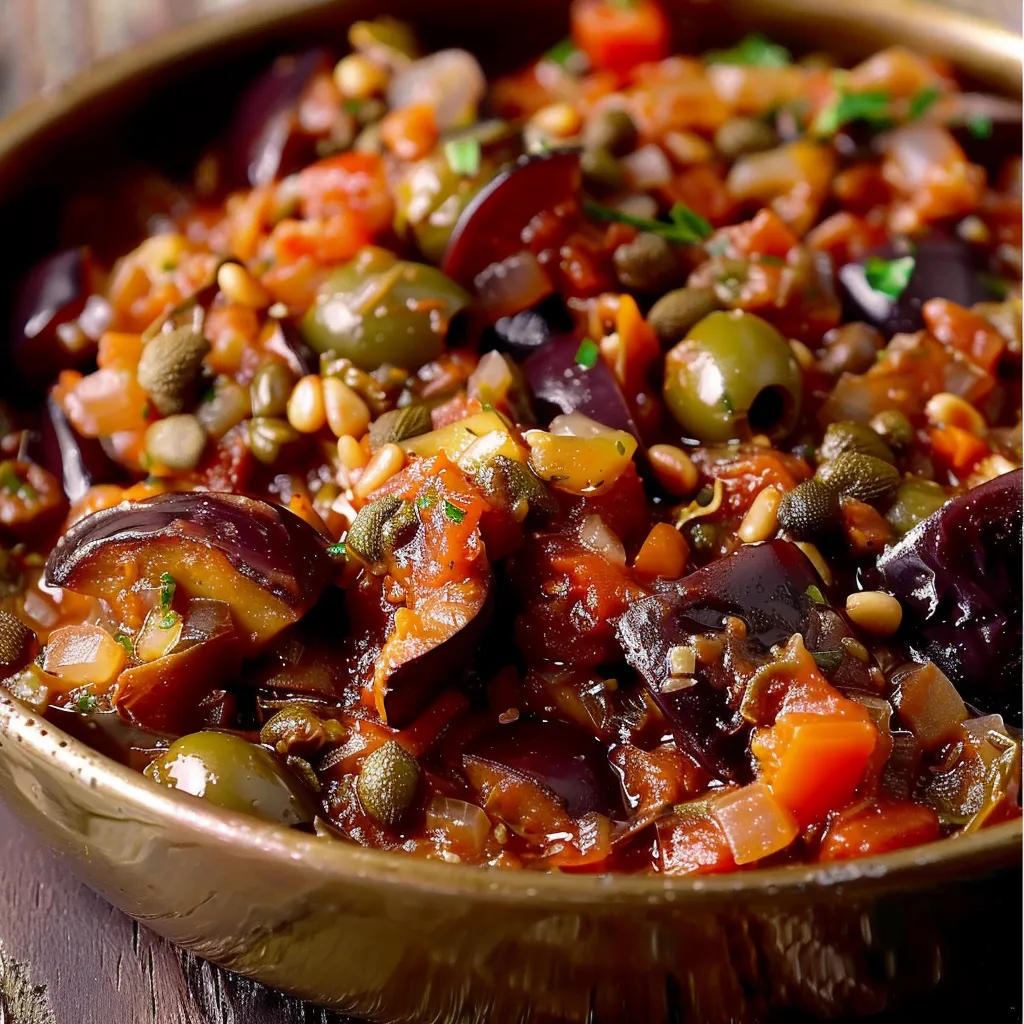 Sicilian caponata with eggplants and Mediterranean flavors