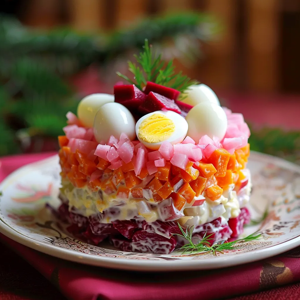 Layered festive salad
