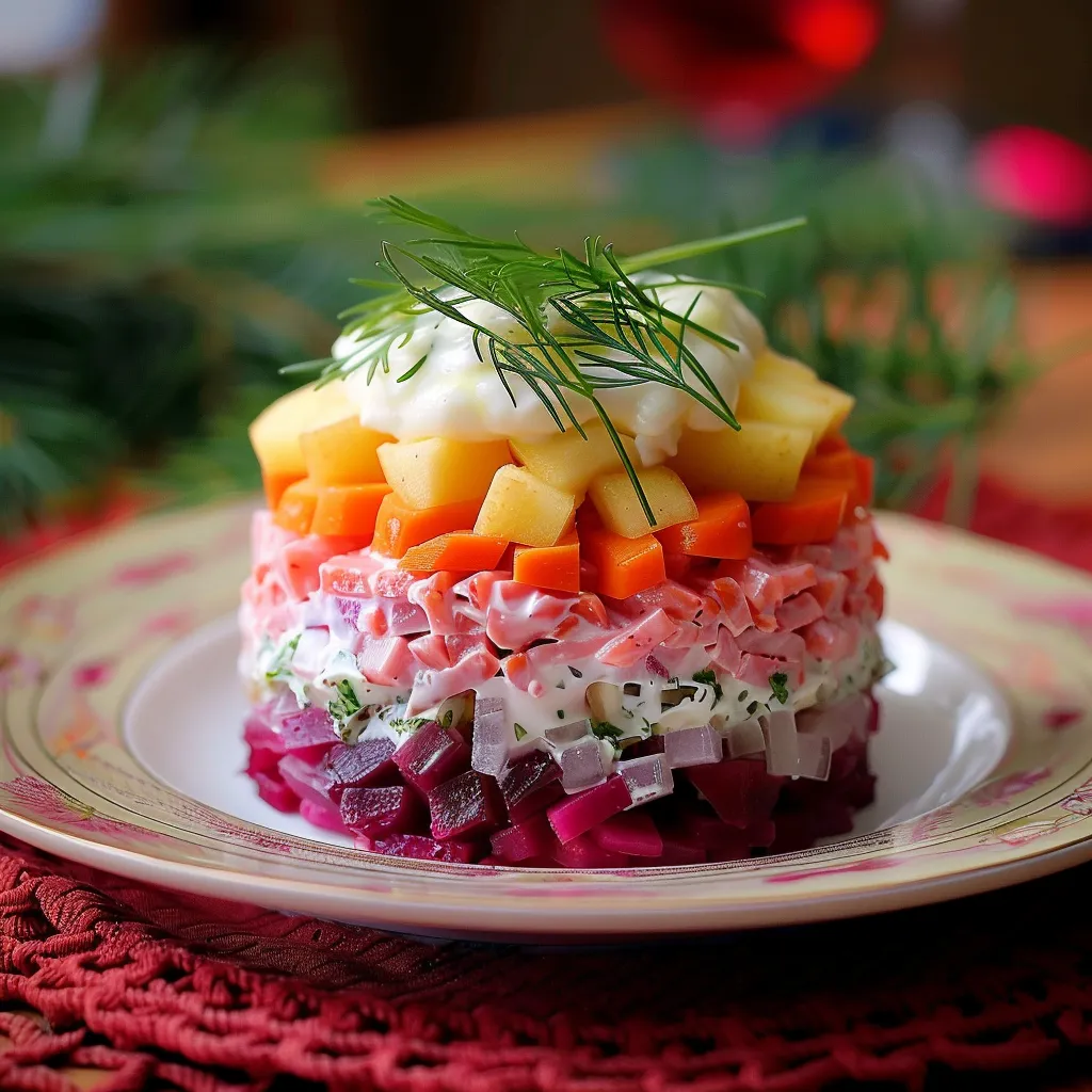 Tasty festive layered salad